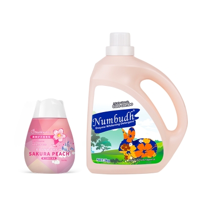 Numbudh南堡酵素净白洗衣液3kg+南堡护衣留香珠 爱丁堡樱花蜜桃260g